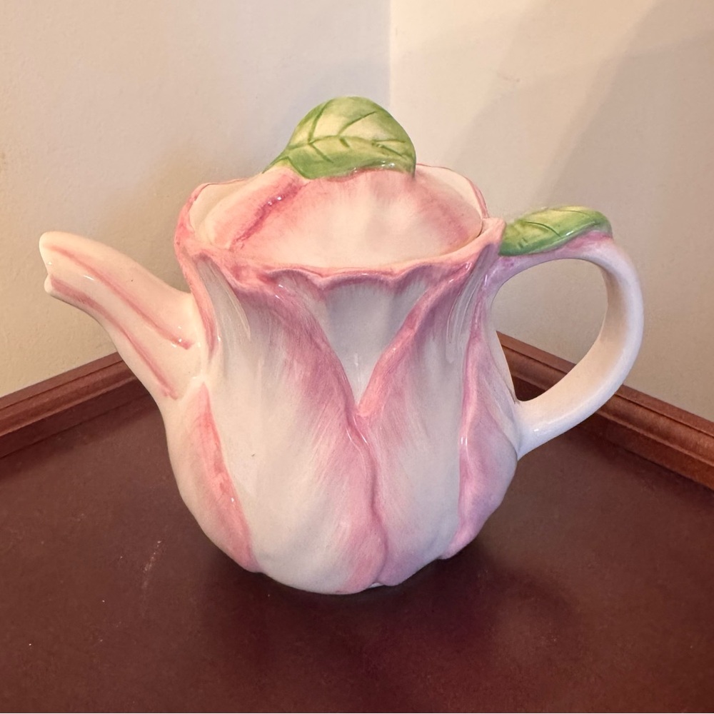 Vintage 92 Bombay Company Teapot Spring Blossoms Pitcher Pink White Floral Decor
